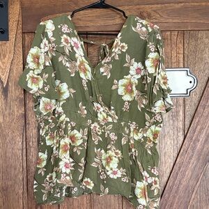 Maurices Olive Floral Blouse